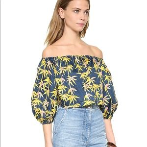 Sam&Lavi Off-Shoulder bamboo print Top blouse S